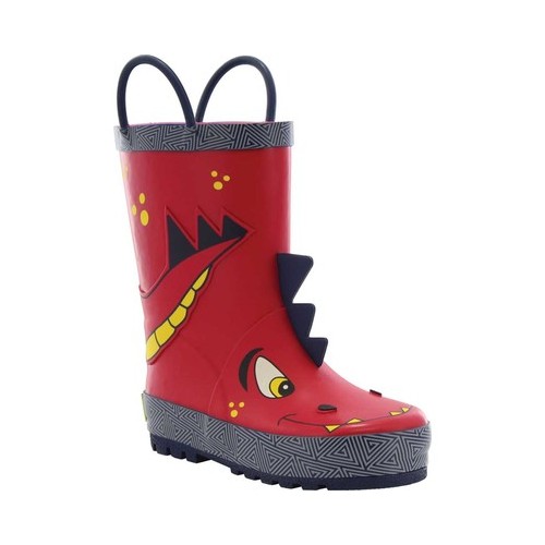 Western Chief Boys Waterproof Printed Rain Boot with Easy Pull On Handles